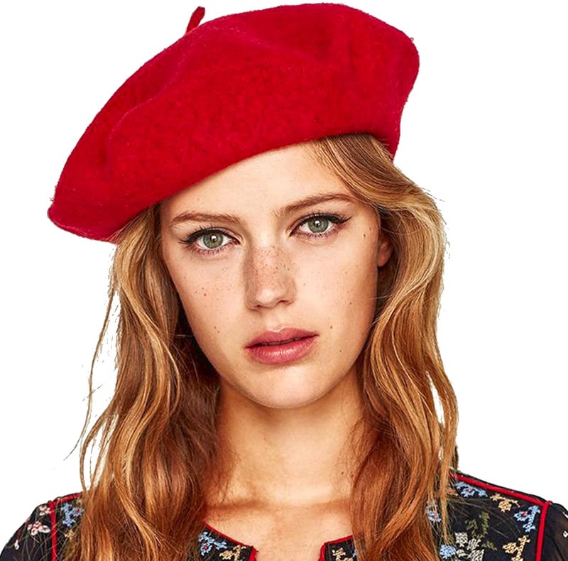 UTOWO Womens Wool French Beret Chic Solid Beanie Hat Stretchable Classic Beret - Image 1